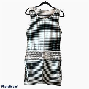 Max Studio green cream striped bodycon dress, XL